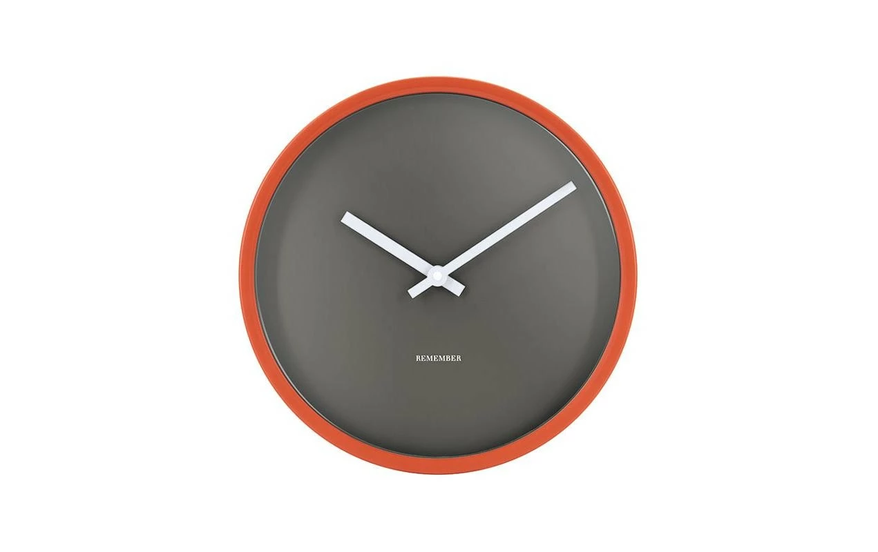 Remember Horloge Murale Mocca Ø 30 Cm, Gris/Orange - Horloge Murale