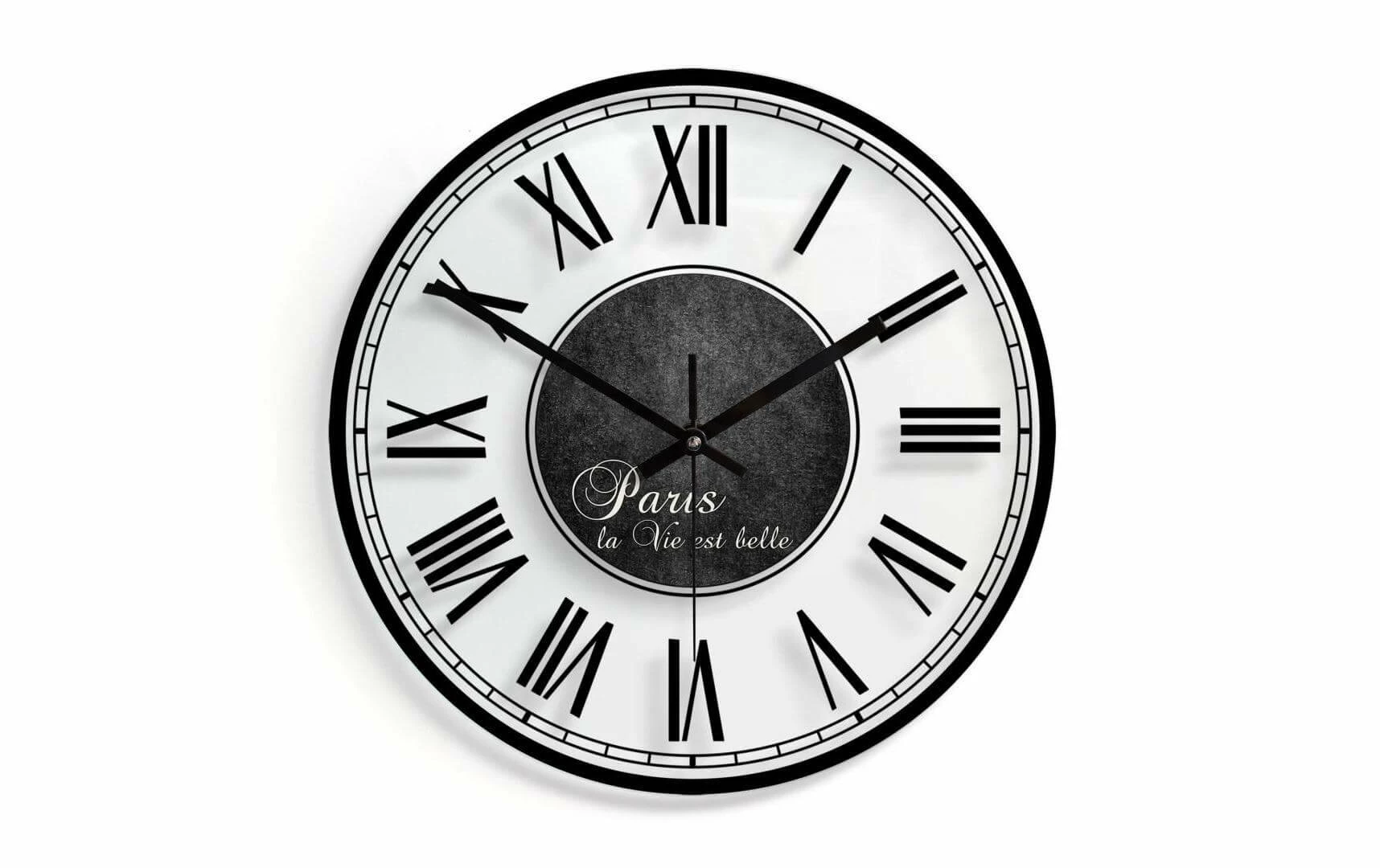 Trenddeko Horloge Murale La Vie Est Belle Ø 30 Cm, Blanc, Noir - Horloge Murale