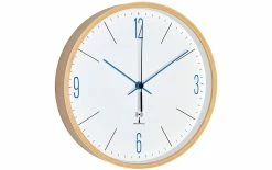 TFA Dostmann Horloge Murale Radio Avec Cadre En érable 25,5 Cm, Bleu/Nature - Horloge Murale