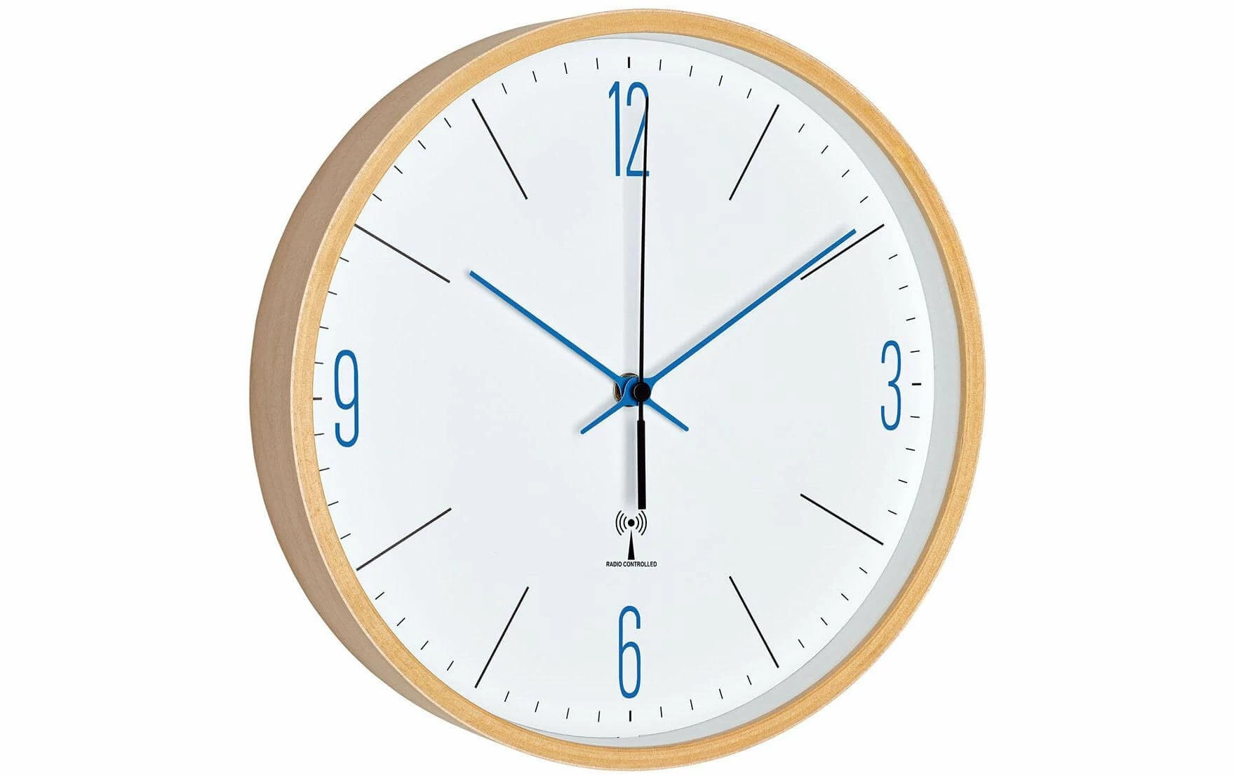 TFA Dostmann Horloge Murale Radio Avec Cadre En érable 25,5 Cm, Bleu/Nature - Horloge Murale