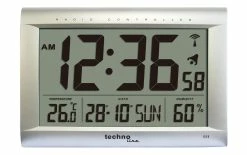 Technoline Horloge Murale Radio WS8009 Argenté - Horloge Murale