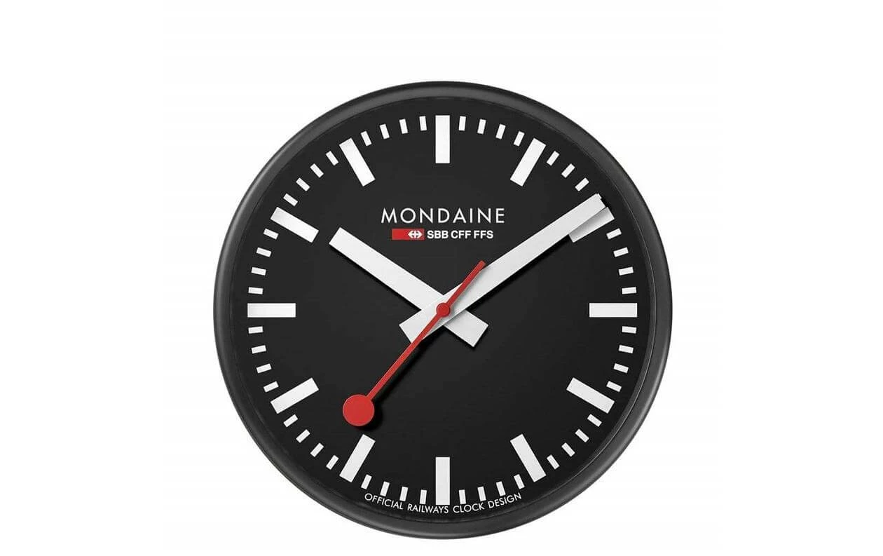 Mondaine Horloge Murale Quartz Ø 25 Cm, Noir/Blanc - Horloge Murale