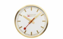Mondaine Horloge Murale Quartz Ø 25 Cm, Doré/Blanc - Horloge Murale