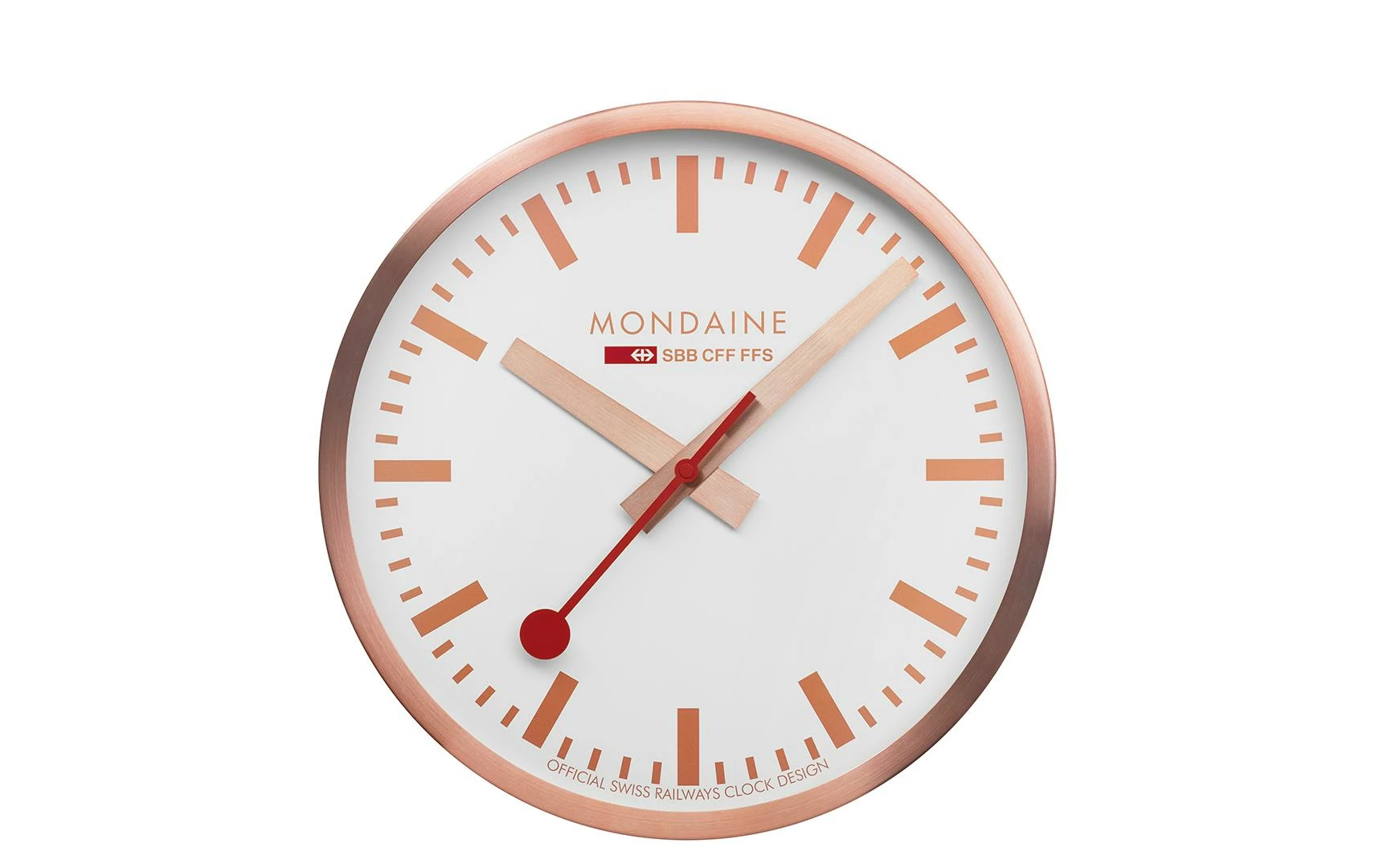 Mondaine Horloge Murale Quartz Ø 25 Cm, Cuivre/Blanc - Horloge Murale