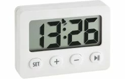 TFA Dostmann Réveil Numérique Avec Revêtement En Caoutchouc Antidérapant, Blanc - Réveils