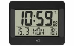 TFA Dostmann Avec Température Intérieure Noir - Horloge Murale