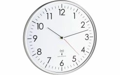 TFA Dostmann Horloge Murale Radio Argenté, Ø 33 Cm - Horloge Murale