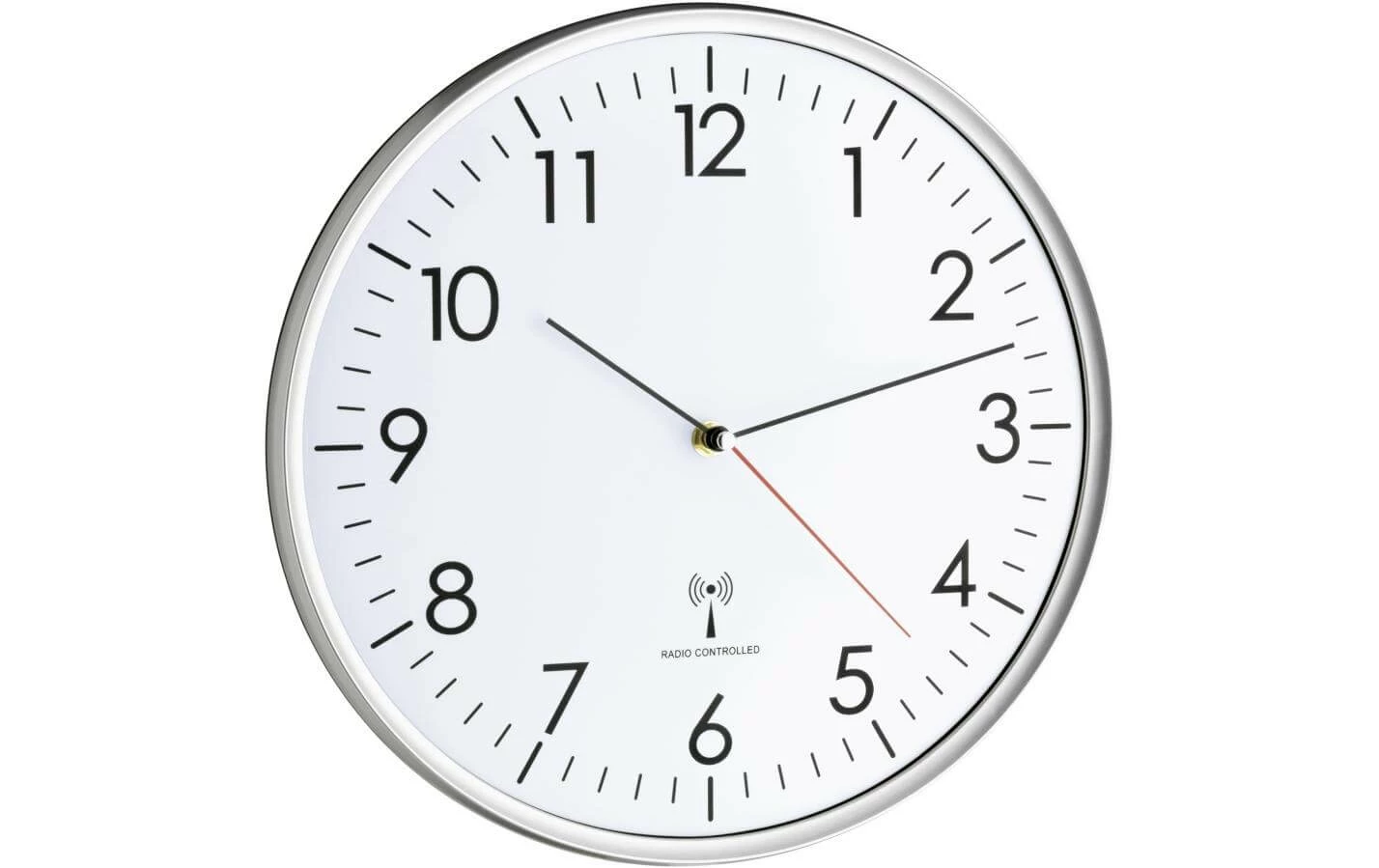 TFA Dostmann Horloge Murale Radio Argenté, Ø 33 Cm - Horloge Murale