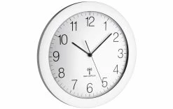 TFA Dostmann Horloge Murale Radio 30,2 Cm, Argenté/Blanc - Horloge Murale