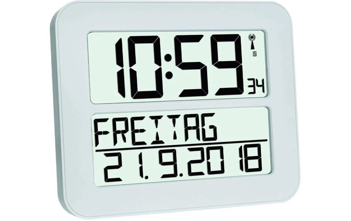 TFA Dostmann Horloge Murale Radio Timeline Max Blanc - Horloge Murale