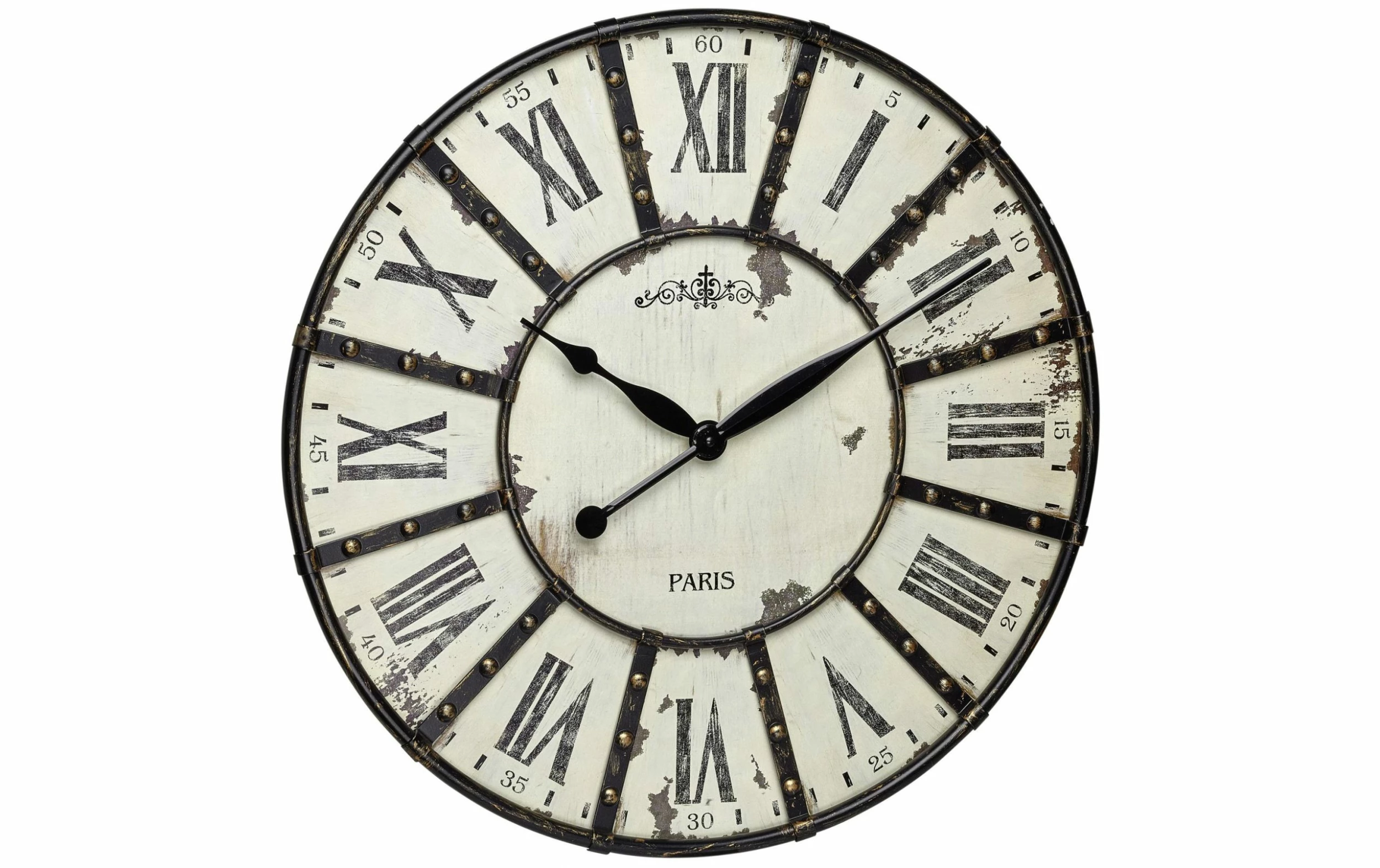 TFA Dostmann Horloge Murale Vintage XXL Ø 57 Cm, Crème/Noir - Horloge Murale
