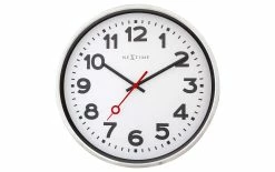 NeXtime Horloge Murale Station Ø 45 Cm, Argenté/Blanc - Horloge Murale