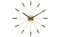 NeXtime Horloge Murale Fiche Inn Ø 58 Cm Acier Inoxydable/Noix - Horloge Murale