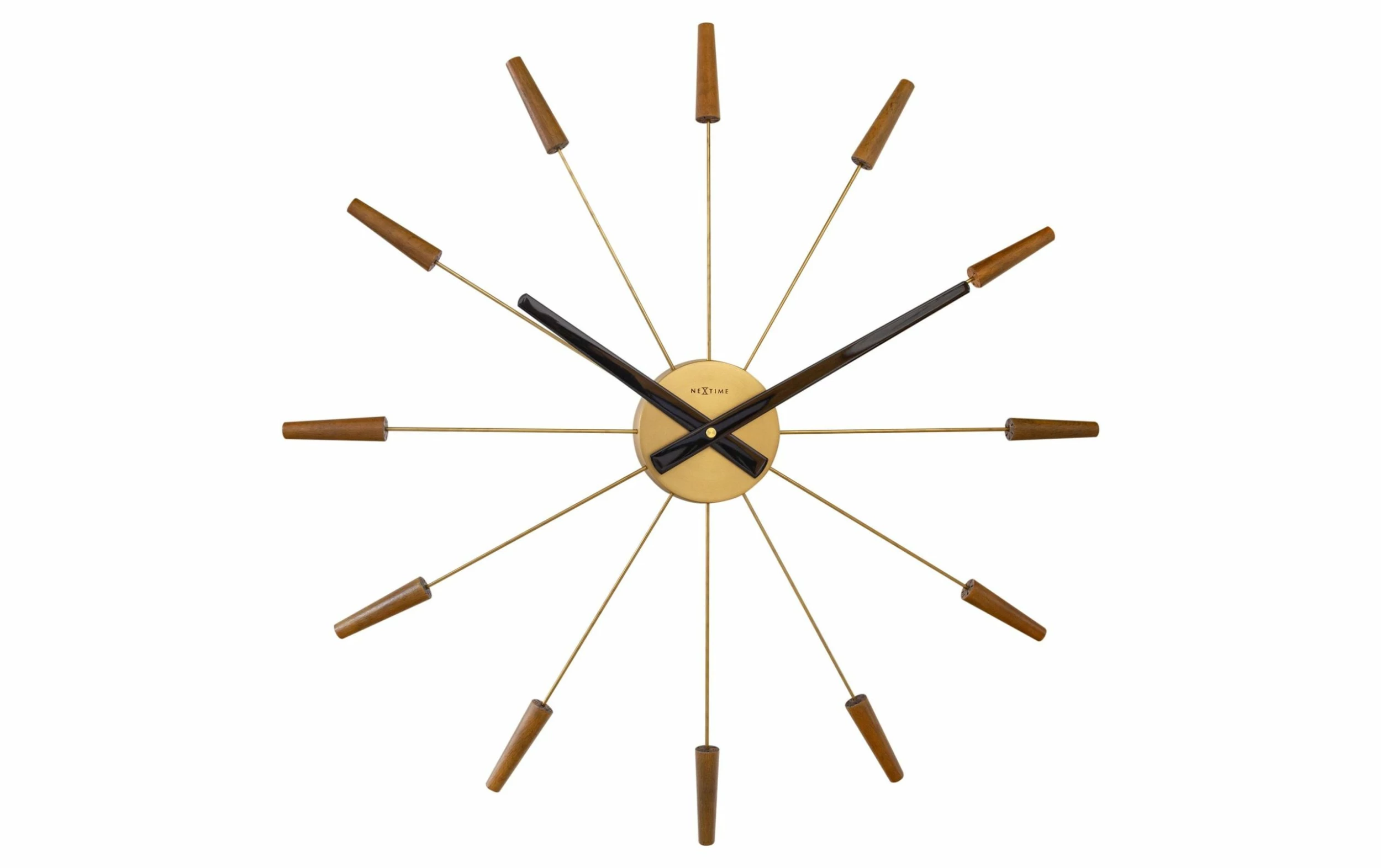 NeXtime Horloge Murale Fiche Inn Ø 58 Cm Acier Inoxydable/Noix - Horloge Murale