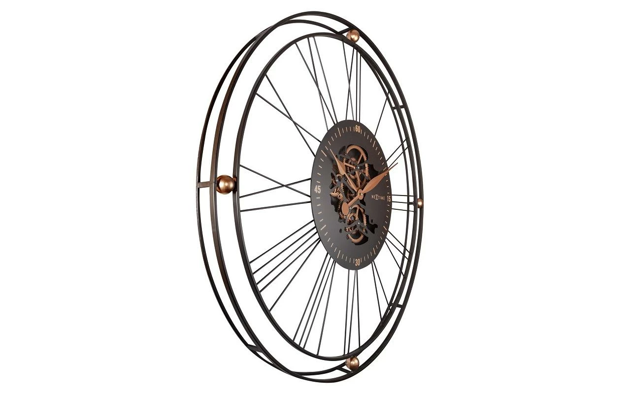NeXtime Horloge Murale Horloge à Engrenage En Fil De Fer 90.5 Ø, Or - Horloge Murale – Image 3