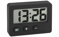 TFA Dostmann Montre NumĂ©rique Avec RevĂȘtement En Caoutchouc AntidĂ©rapant Noir - Horloge Murale