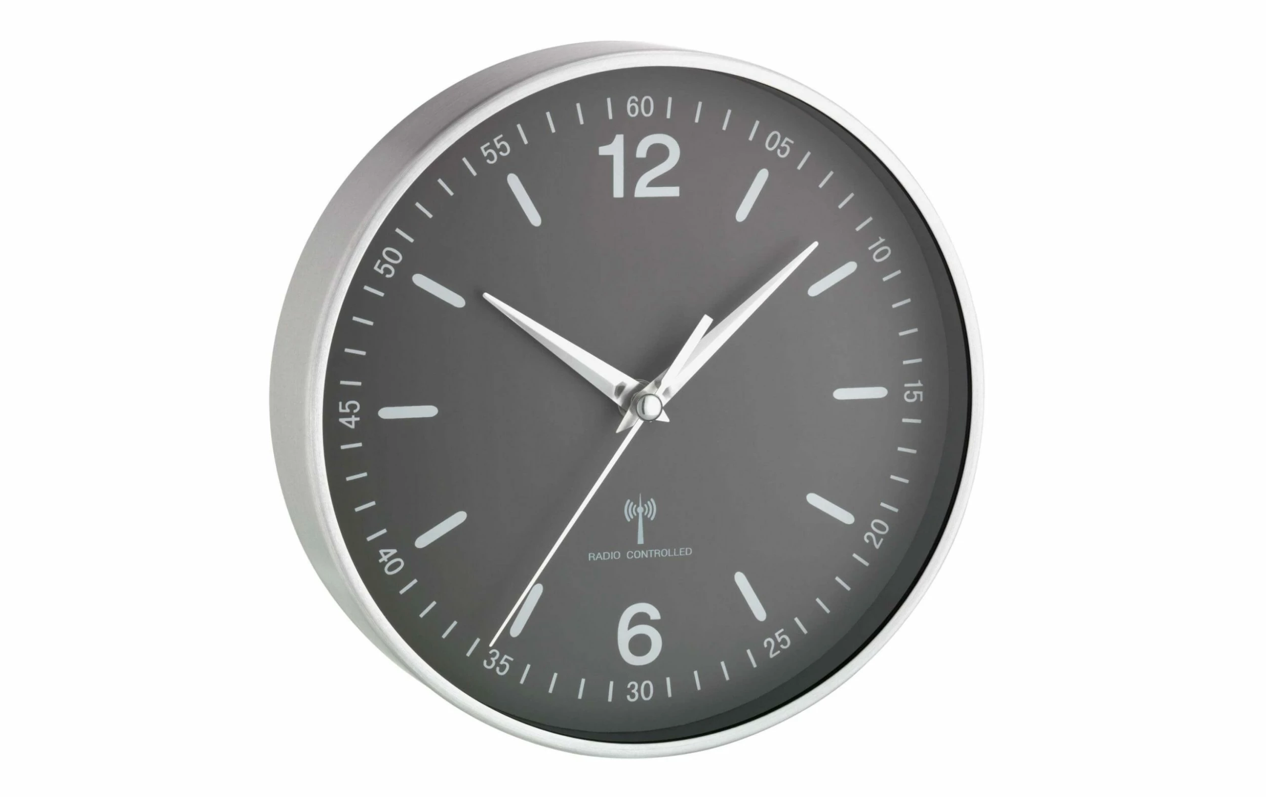 TFA Dostmann Horloge Murale Radio Avec Cadre En Aluminium 19,5 Cm, Noir/Argenté - Horloge Murale