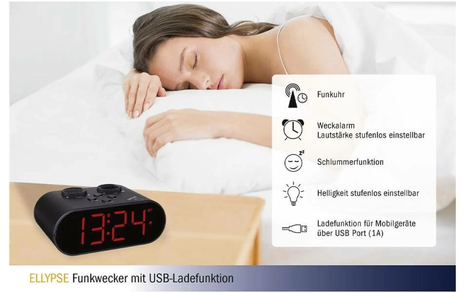 TFA Dostmann Réveil Radio-piloté Ellypse Noir - Réveils – Image 3