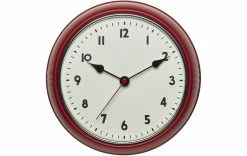 TFA Dostmann Horloge Murale Radio Rétro Rouge, Ø 24 Cm - Horloge Murale