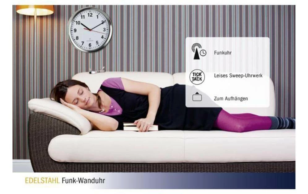 TFA Dostmann Horloge Murale Radio Argenté, Ø 22 Cm - Horloge Murale – Image 3