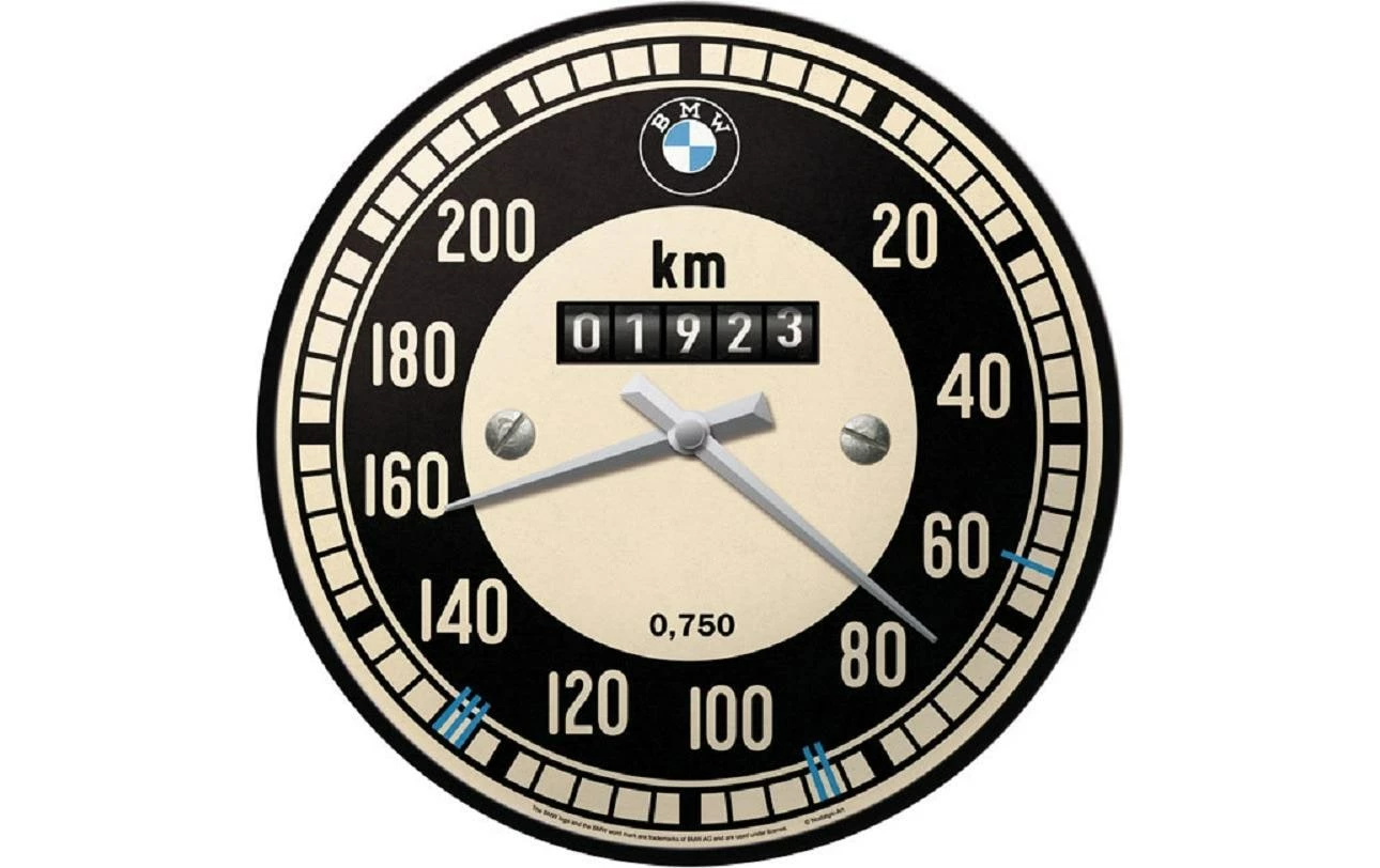 Nostalgic Art Horloge Murale Tachymètre BMW Ø 31 Cm, Noir/Blanc - Horloge Murale