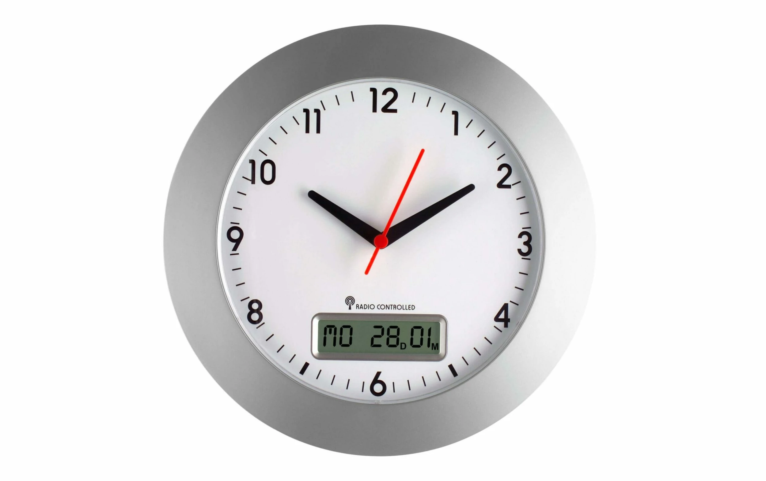 TFA Dostmann Horloge Murale Radio Ø 30 Cm, Argenté - Horloge Murale