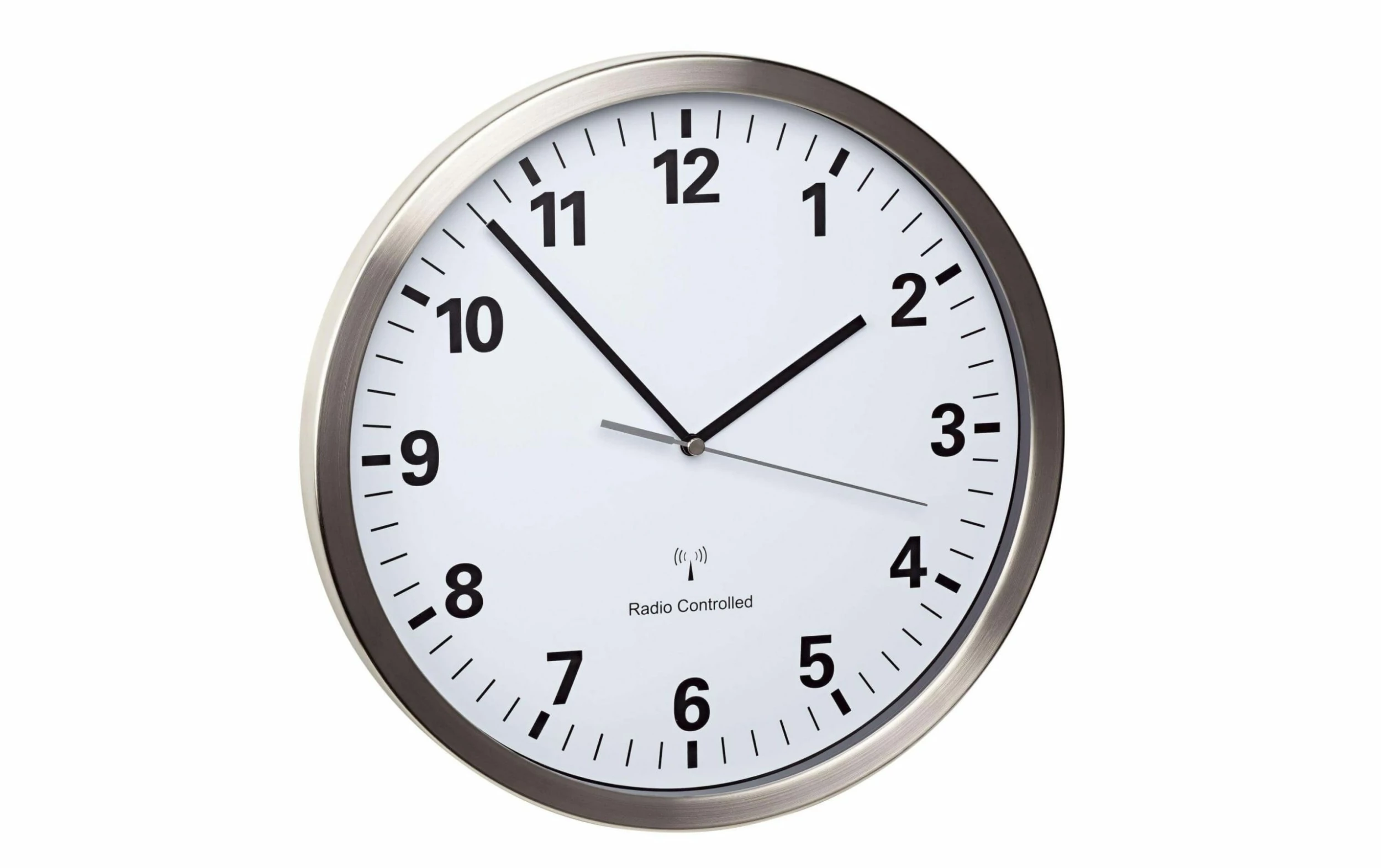 TFA Dostmann Horloge Murale Radio Ø 30.5 Cm, Argent - Horloge Murale