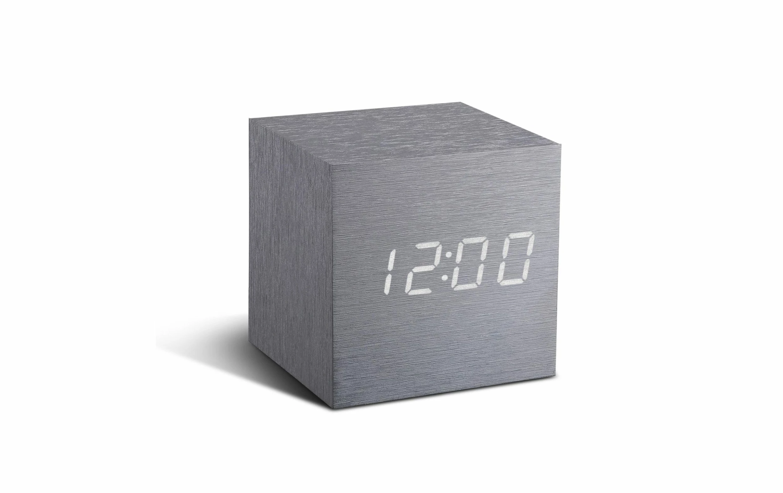 Gingko Réveil Numérique Cube Click Clock Argent - Réveils