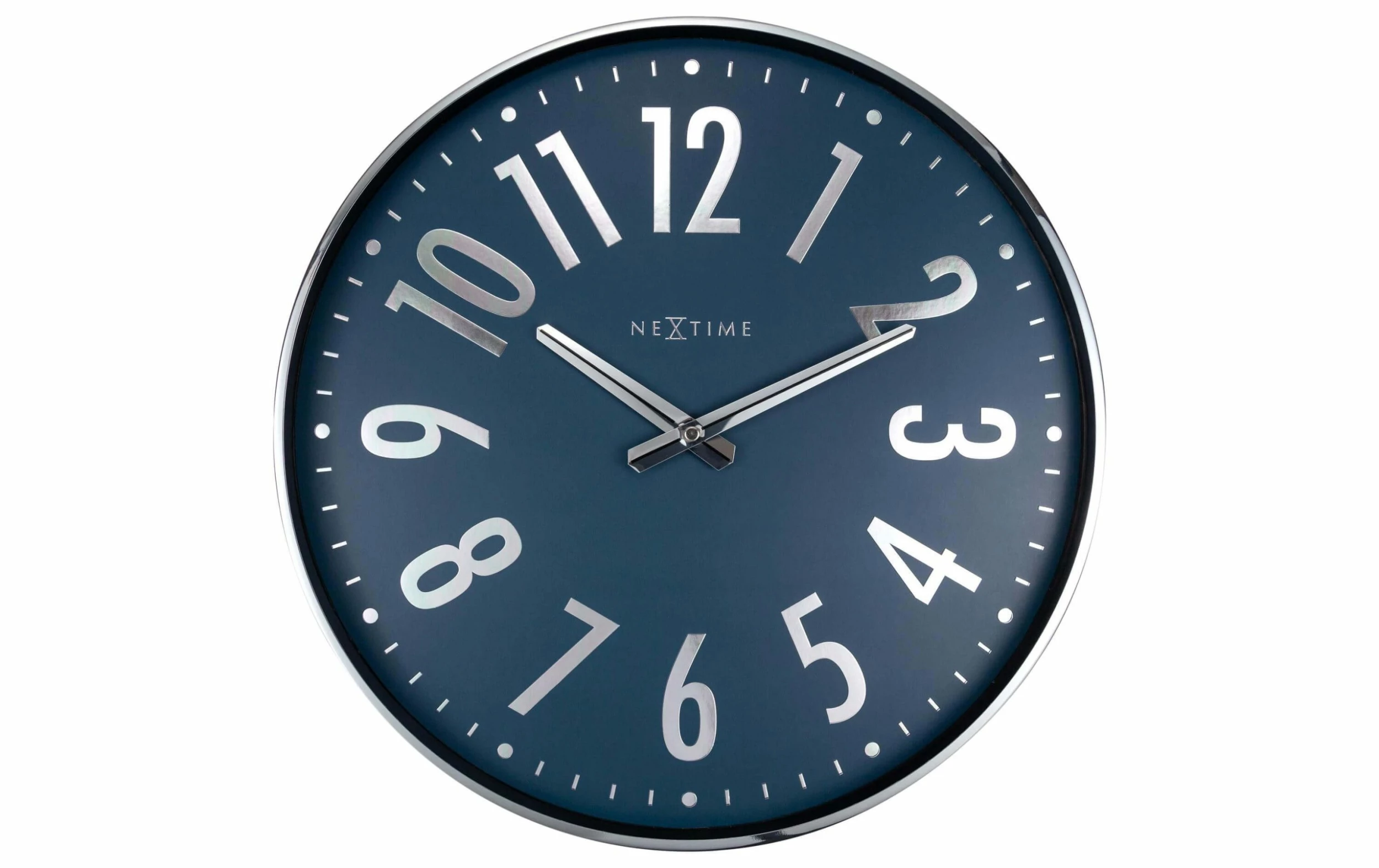 NeXtime Horloge Murale Alchemy Ø 40 Cm, Bleu/Argenté - Horloge Murale