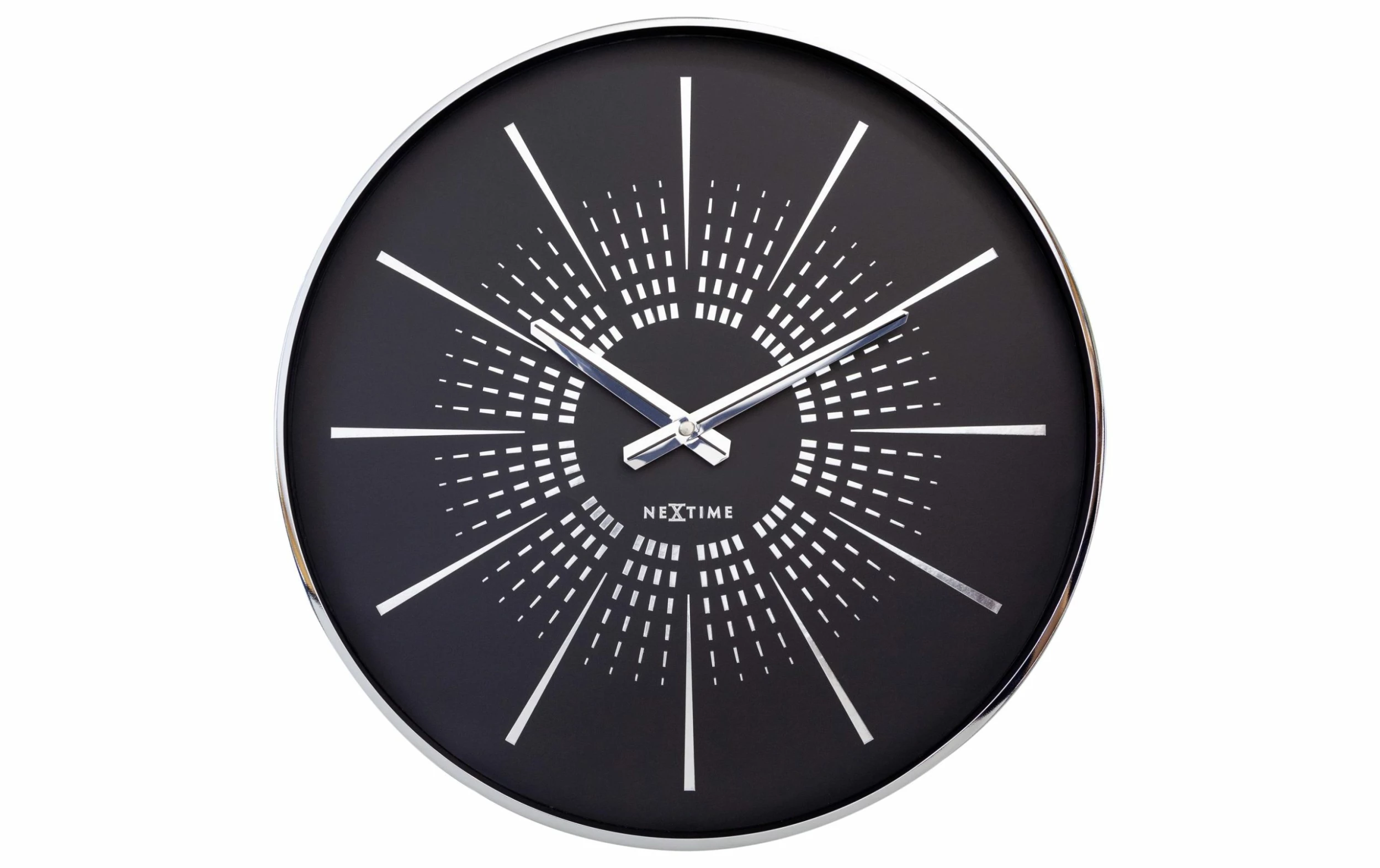 NeXtime Horloge Murale Excentric Ø 40 Cm, Noir/Argenté - Horloge Murale