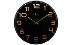 NeXtime Horloge Murale Classy Large Ø 50 Cm Cuivre/Noir - Horloge Murale