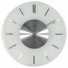 NeXtime Horloge Murale Stripe Round RC Ø 40 Cm Blanc/Argenté - Horloge Murale