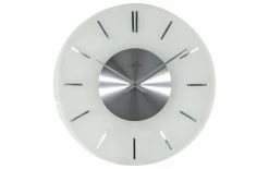NeXtime Horloge Murale Stripe Round RC Ø 40 Cm Blanc/Argenté - Horloge Murale