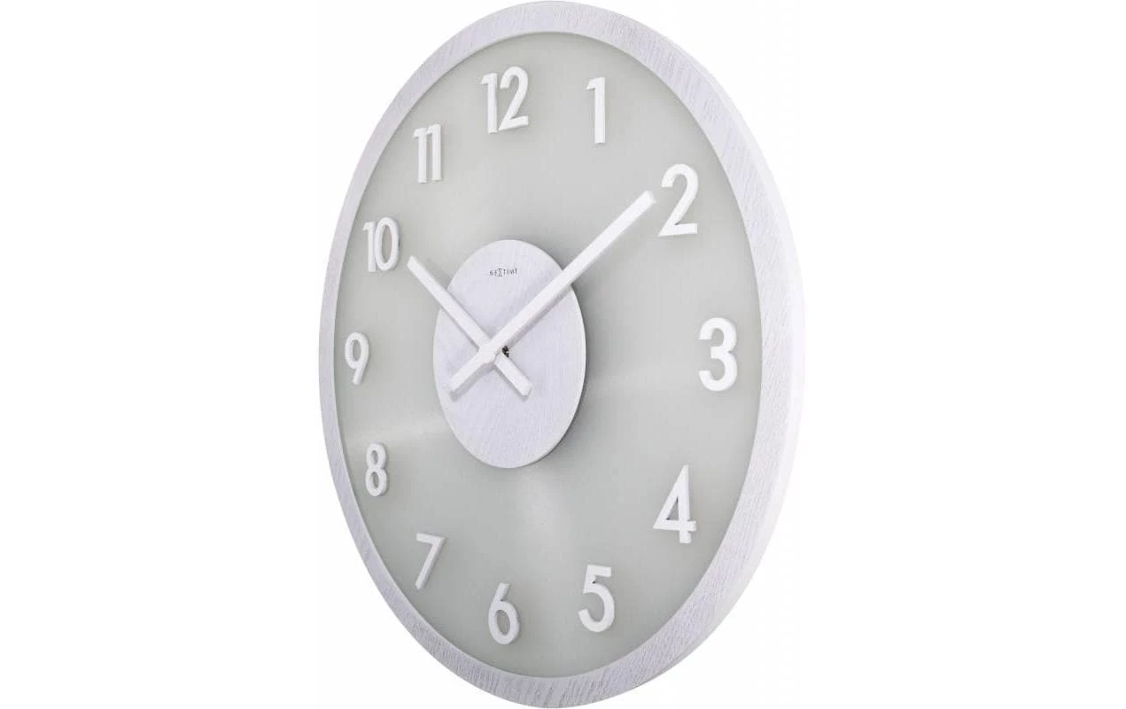 NeXtime Horloge Murale Bois Givré Ø 50 Cm Blanc - Horloge Murale – Image 3