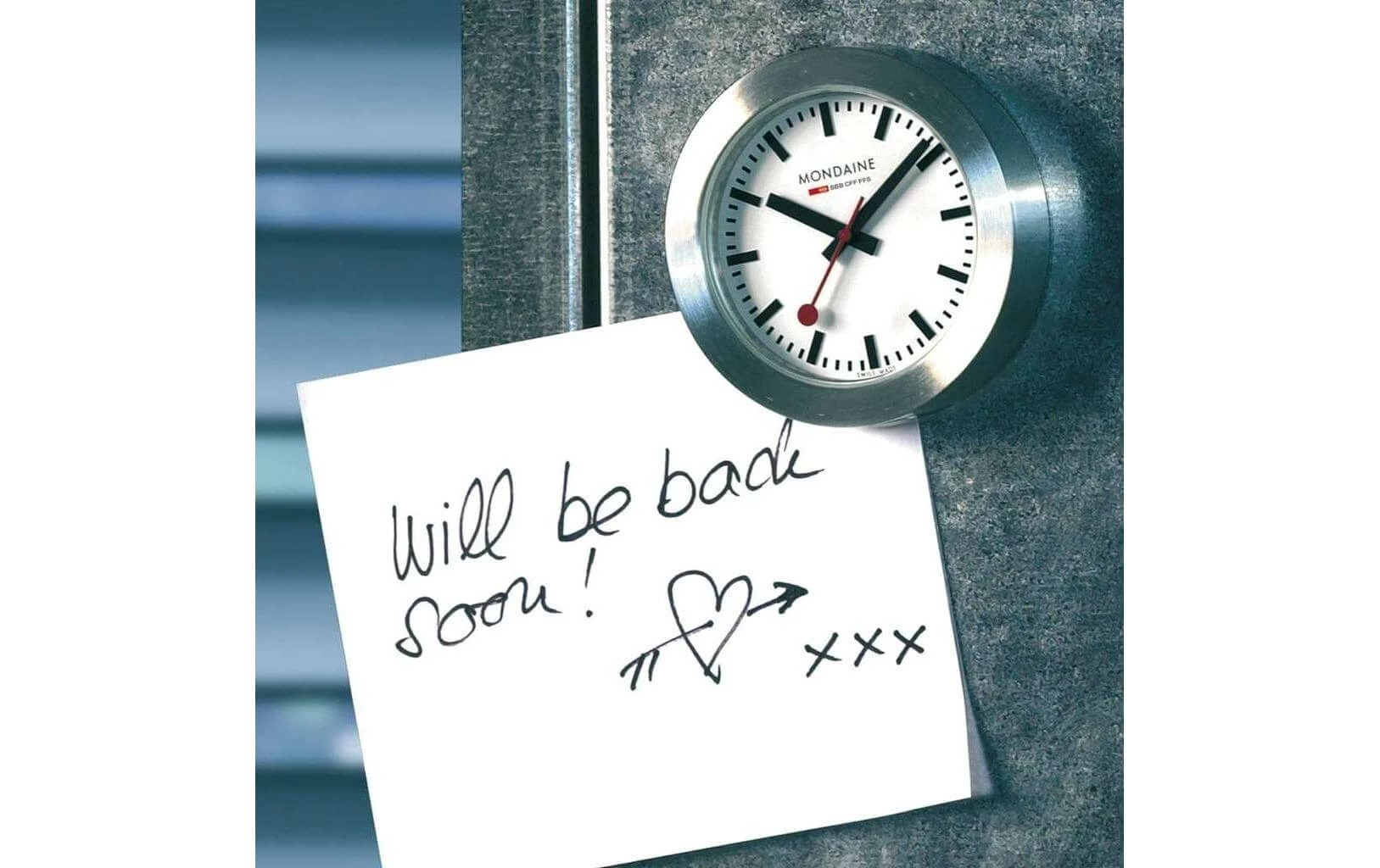 Mondaine Horloge De Bureau Avec Aimant Ø 5 Cm, Argenté/Blanc - Horloge Murale – Image 3