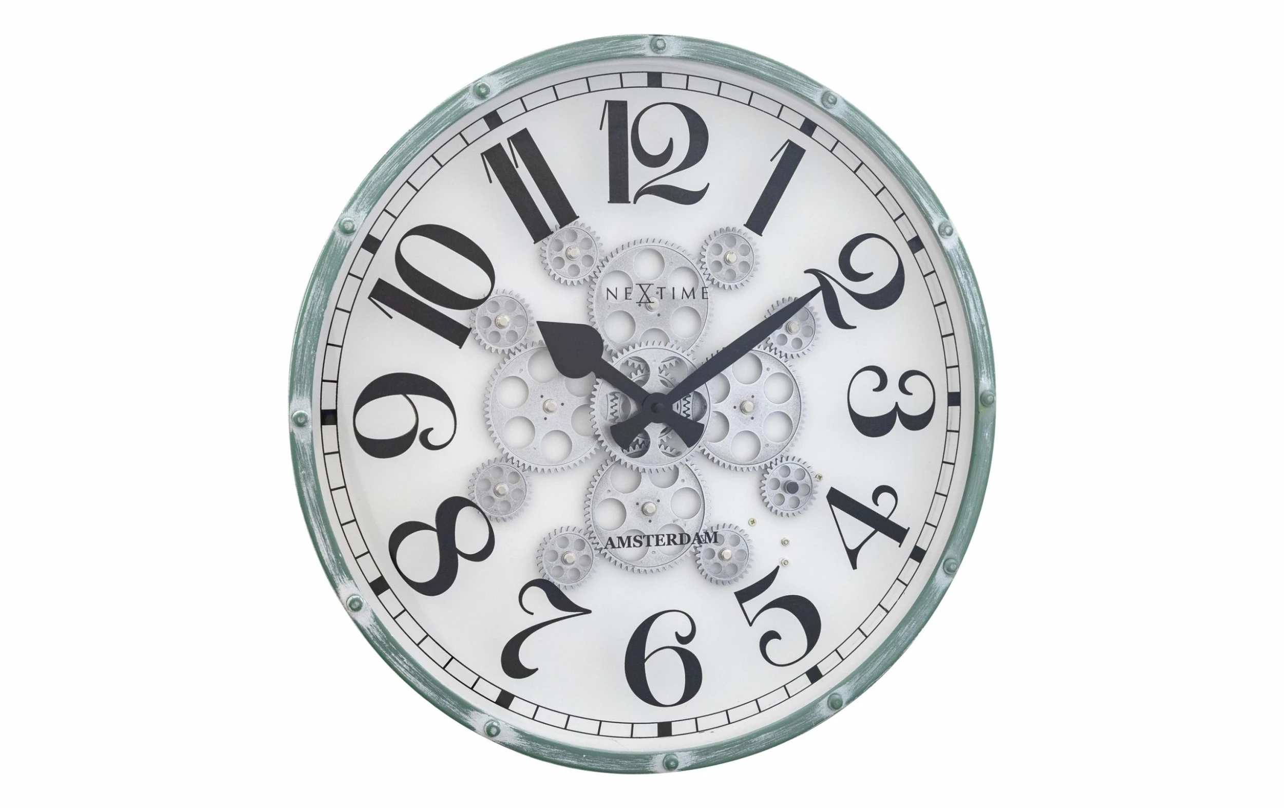 NeXtime Horloge Murale Henry Blanc/Turquoise, 50 Cm - Horloge Murale