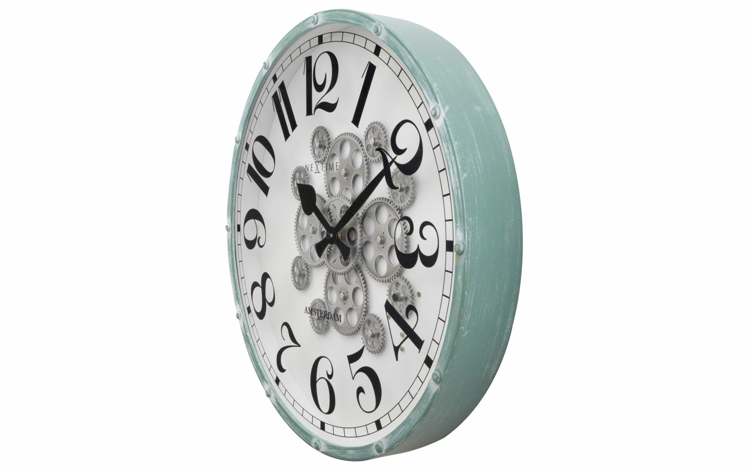 NeXtime Horloge Murale Henry Blanc/Turquoise, 50 Cm - Horloge Murale – Image 2