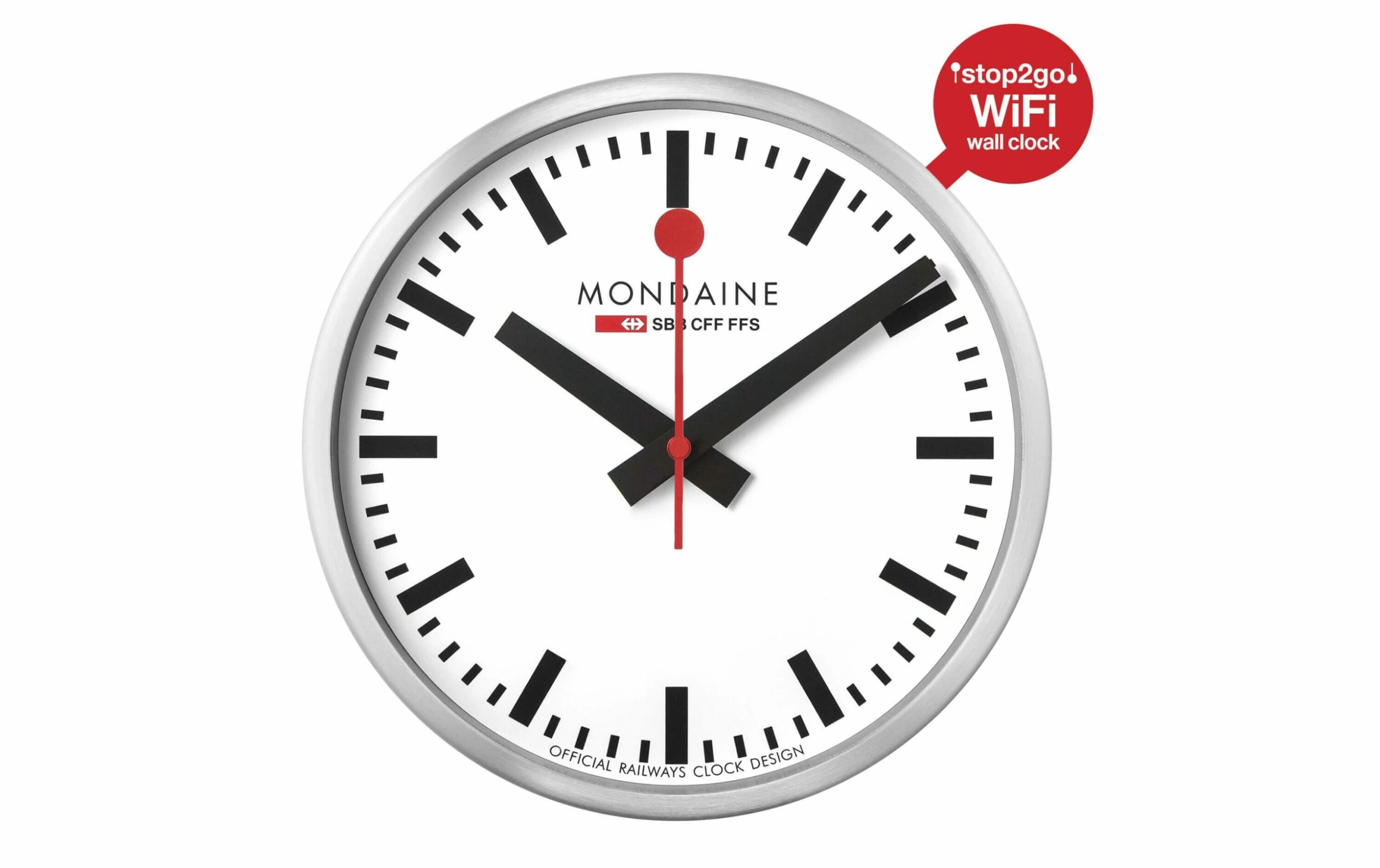 Mondaine Horloge Murale Smart Stop2go Ø 25 Cm, Argenté/Blanc - Horloge Murale – Image 3
