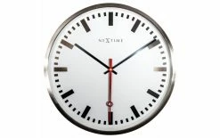 NeXtime Horloge Murale Super Station Stripe Ø 55 Cm Blanc - Horloge Murale