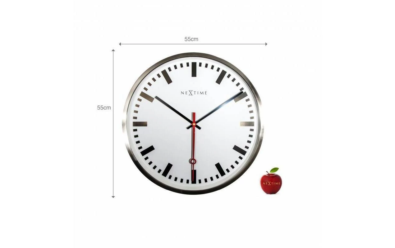 NeXtime Horloge Murale Super Station Stripe Ø 55 Cm Blanc - Horloge Murale – Image 3