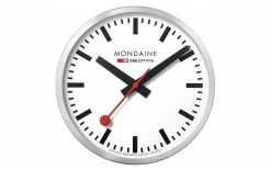 Mondaine Horloge Murale Quartz Ø 40 Cm, Argenté/Blanc - Horloge Murale