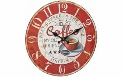 TFA Dostmann Horloge Murale Vintage Coffee Ø 33.7 Cm, Rouge/beige - Horloge Murale