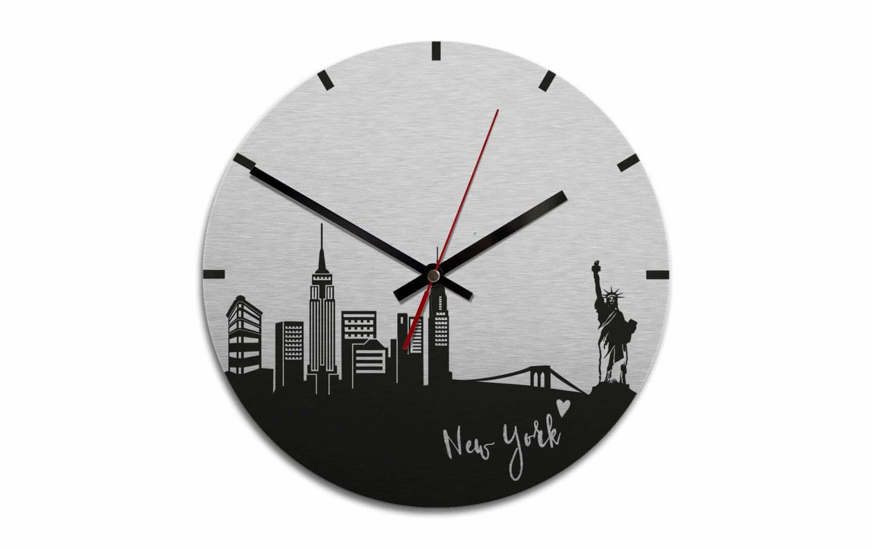 Trenddeko Horloge Murale Skyline New York Ă 28 Cm, Argent, Noir - Horloge Murale